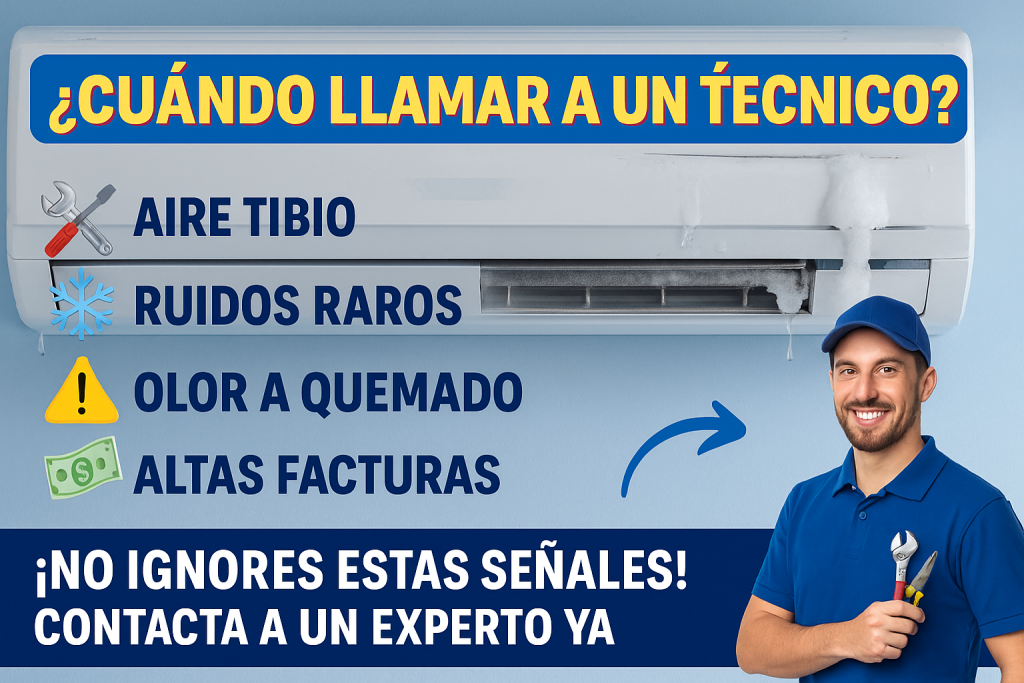 Señales para llamar a un técnico de aire acondicionado: fallas comunes y soluciones