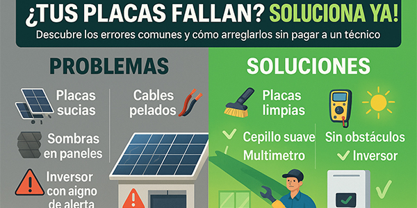 Guía práctica para solucionar problemas comunes en placas solares: suciedad, sombras, fallos en inversores y más