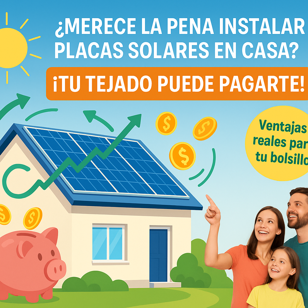 Placas solares en casa reduciendo facturas de luz, ahorro económico real con energía solar fotovoltaica