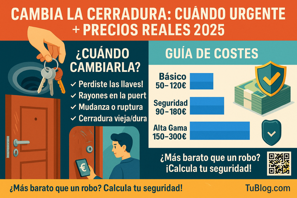 Guía visual cambiar cerradura: señales de alerta y precios actualizados 2025 para protección del hogar